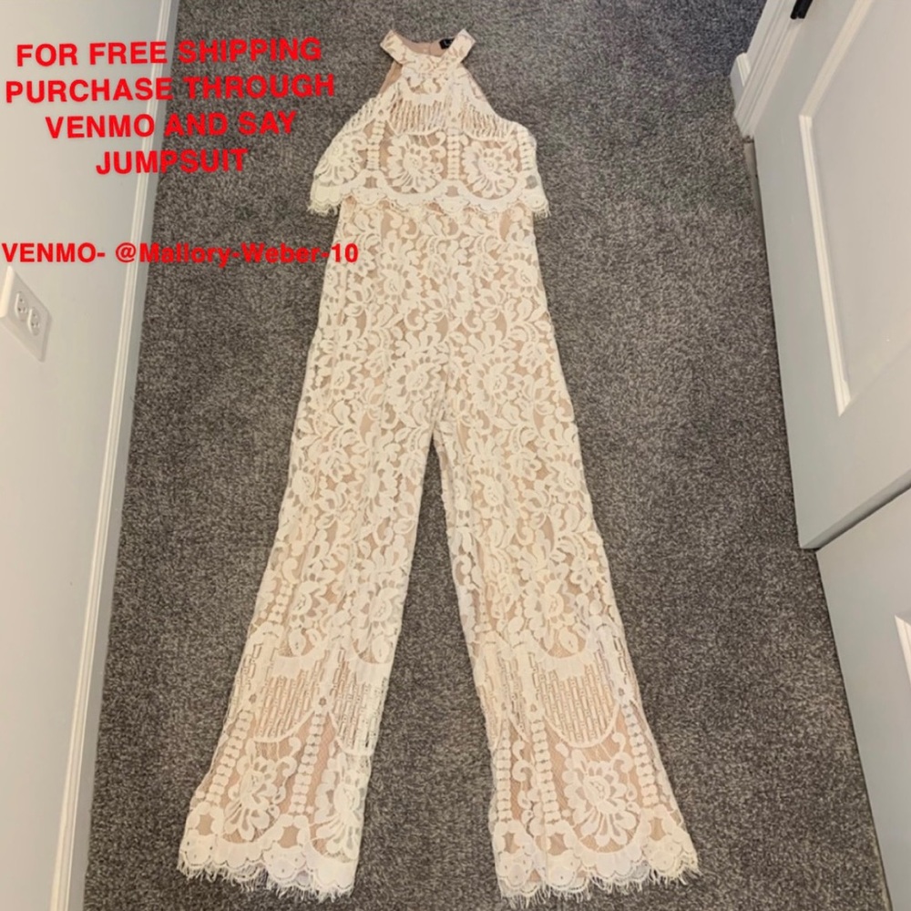 LULUS White wedding lace jumpsuit!